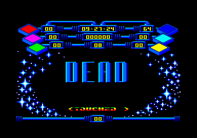 Rollaround (Amstrad CPC) screenshot: I'm dead. I was touched.