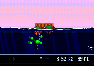 VectorMan (Genesis) screenshot: Morphed into a fish