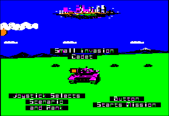 Skyfox (Apple II) screenshot: Mission selection