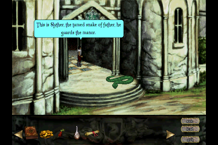 Mémoires d'un Serpent (Windows) screenshot: Slyther guards the entrance