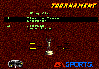 College Football USA 96 (Genesis) screenshot: Tournament