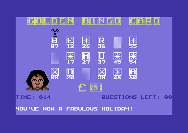 Bob's Full House (Commodore 64) screenshot: You won a fabulous holiday!