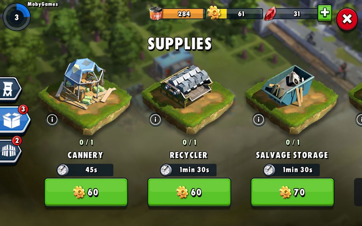 Zombie Anarchy (Windows Apps) screenshot: Buildings that provide supplies.