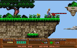 Xargon (DOS) screenshot: Rapid fire doesn't work so well but you can aim it just like the regular blast.