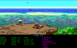 The Secret of Monkey Island (DOS) screenshot: Monkey Island lookout (EGA version)