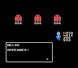 The Magic of Scheherazade (NES) screenshot: Turn-based battle