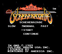 The Magic of Scheherazade (NES) screenshot: Title screen
