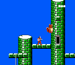 Rygar (NES) screenshot: Climbing on the tower