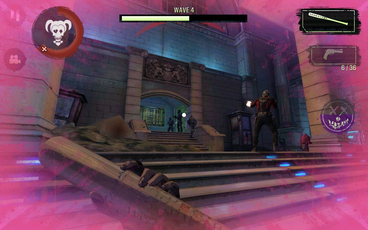 Suicide Squad: Special Ops (Android) screenshot: Enemies appear from the entrance.