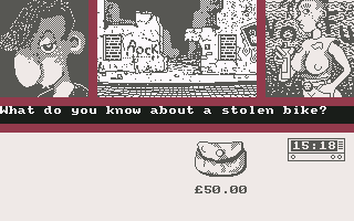Sidewalk (Commodore 64) screenshot: Asking the local girl (UK)...