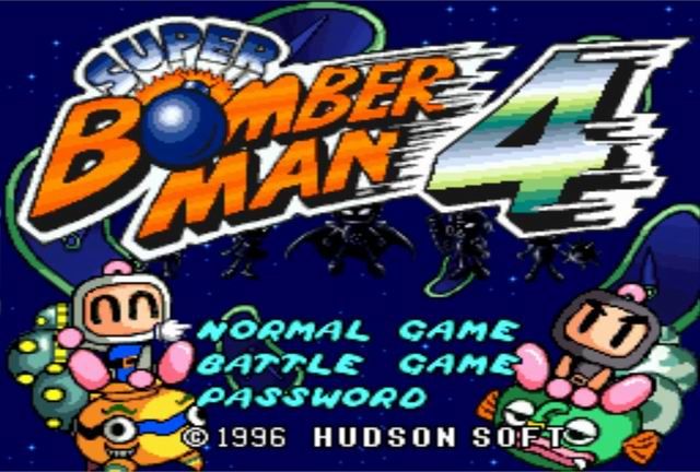 Super Bomberman 4 (SNES) screenshot: Title Screen/Main Menu