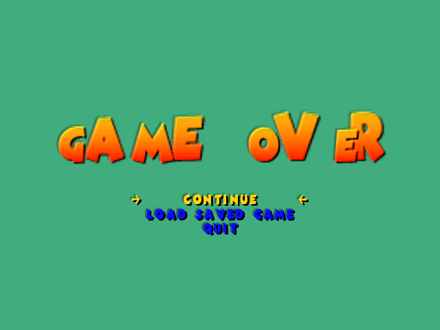 Pac-Man World 2 (Windows) screenshot: Game over, Pac-Man