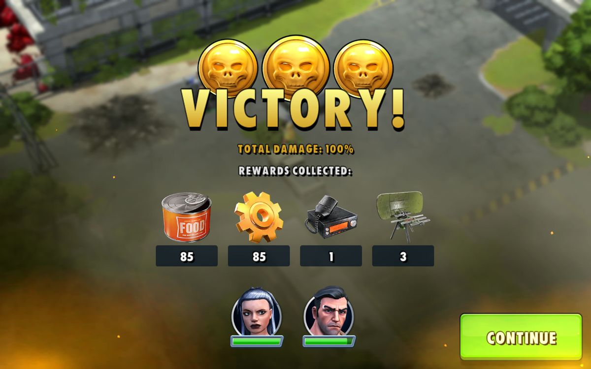 Zombie Anarchy (Windows Apps) screenshot: Rewards after completing a raid.
