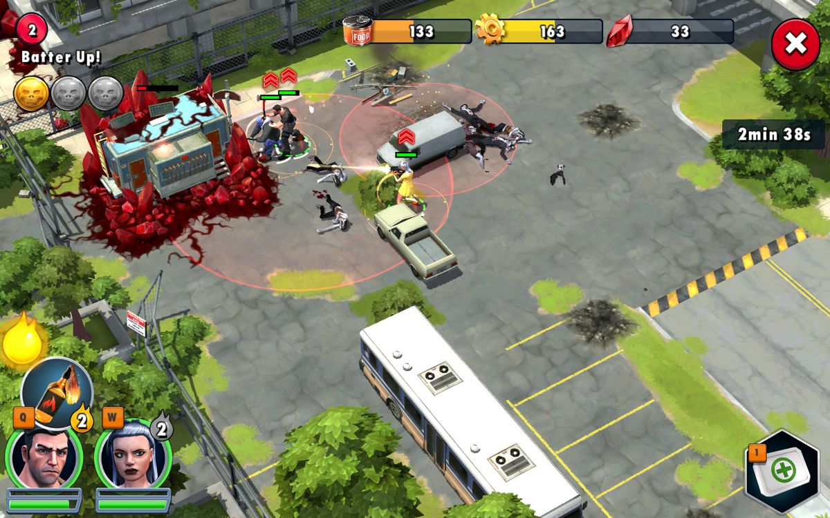 Zombie Anarchy (Windows Apps) screenshot: Nathalie and Kane do a raid assisted by a computer-controlled grunt.