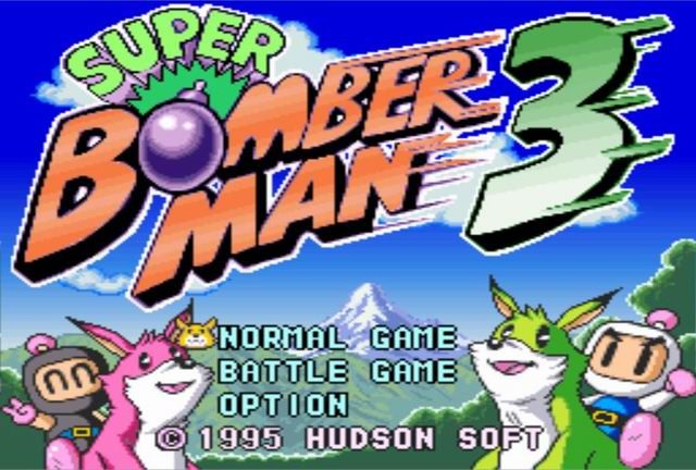 Super Bomberman 3 (SNES) screenshot: Title Screen/Main Menu