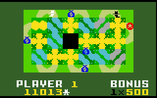 Happy Trails (Intellivision) screenshot: The mazes keep getting bigger and more challenging!