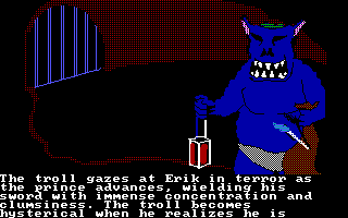 The Crimson Crown (DOS) screenshot: What a strange troll (PCjr)