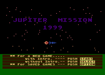 Jupiter Mission 1999 (Atari 8-bit) screenshot: Main menu