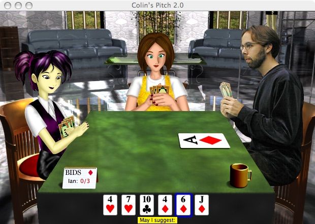 iPuppet presents: Colin's Classic Cards (Macintosh) screenshot: Playing Pitch/Setback.