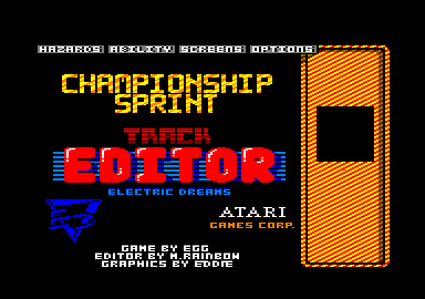 Championship Sprint (Amstrad CPC) screenshot: Editor title screen