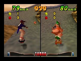 Air Boarder 64 (Nintendo 64) screenshot: 2-players in Vs. Coin mode