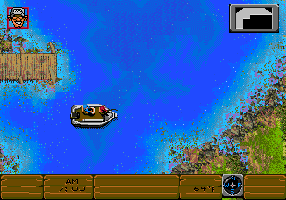 Bass Masters Classic (Genesis) screenshot: Starting off by the dock.