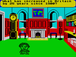Trivial Pursuit (ZX Spectrum) screenshot: The questioning room.