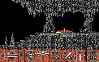 Barbarian (DOS) screenshot: Killed by a falling block trap!