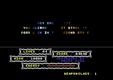 V-Ga (Commodore 64) screenshot: Stage 1 completed