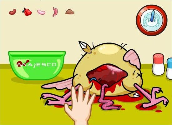 Cooking Mama: Mama Kills Animals (Windows) screenshot: Removing the internal organs.