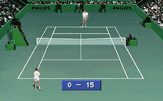 International Tennis Open (DOS) screenshot: Current score for a set...