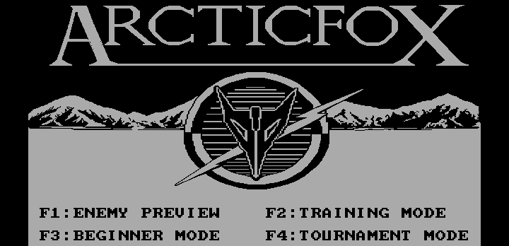 Arcticfox (DOS) screenshot: title screen - Hercules