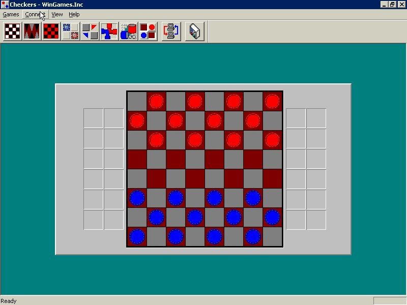 Internet Games For 2 (Windows) screenshot: The Checkers board ready for a game