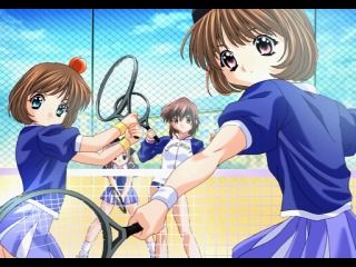 Sister Princess: Pure Stories (PlayStation) screenshot: Rinrin's CG gallery, playing tennis