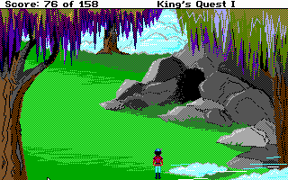 Roberta Williams' King's Quest I: Quest for the Crown (DOS) screenshot: A cave! (EGA)