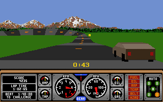 Hard Drivin' II (Atari ST) screenshot: Sharp turn ahead!
