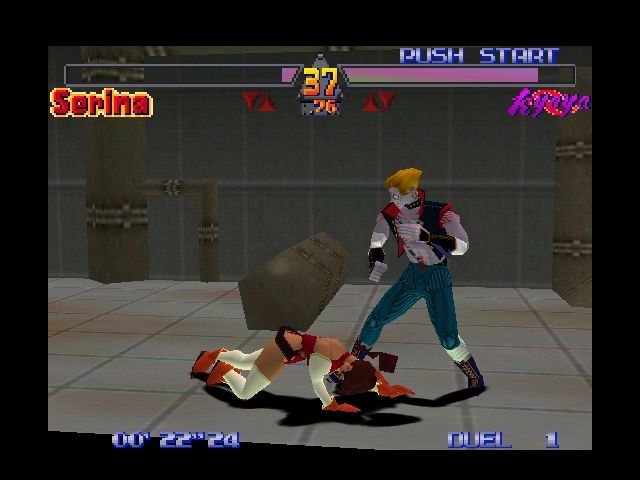 Deadly Arts (Nintendo 64) screenshot: Serina gets a wild beating from Kyoya.