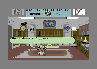 Trivial Pursuit (Commodore 64) screenshot: I got it right. Well done, mobygame.