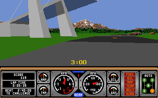 Hard Drivin' II (Atari ST) screenshot: Driving under a drawbridge