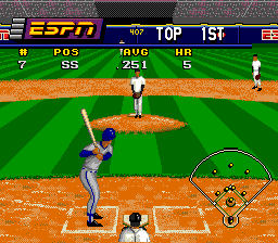 ESPN Baseball Tonight (Genesis) screenshot: The stats on the batter