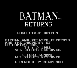 Batman Returns (NES) screenshot: Title screen