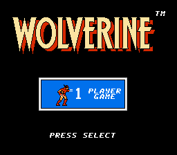 Wolverine (NES) screenshot: When you switch to two player, Wolverine swipes it with his claws.
