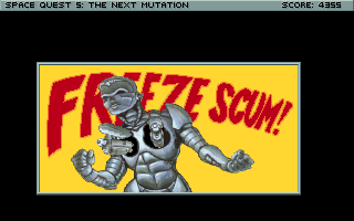 Space Quest V: The Next Mutation (DOS) screenshot: WD-40 shows what she's made for - and this time not against Roger anymore!