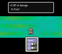 EarthBound (SNES) screenshot: Fighting Fooz the dog.