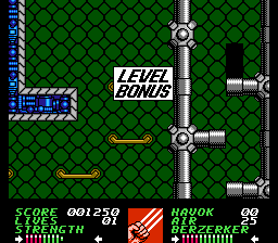 Wolverine (NES) screenshot: Cleared level 1.