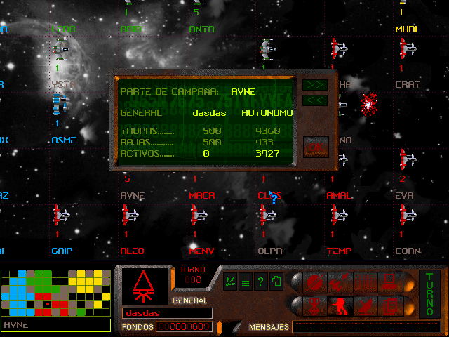 Galax Empires (Windows) screenshot: Battle report after a planet attack