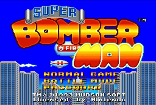Super Bomberman (SNES) screenshot: Title Screen/Main Menu