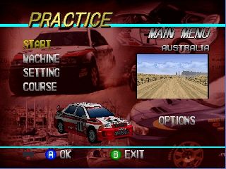 Rally Challenge 2000 (Nintendo 64) screenshot: Car select on Practice mode