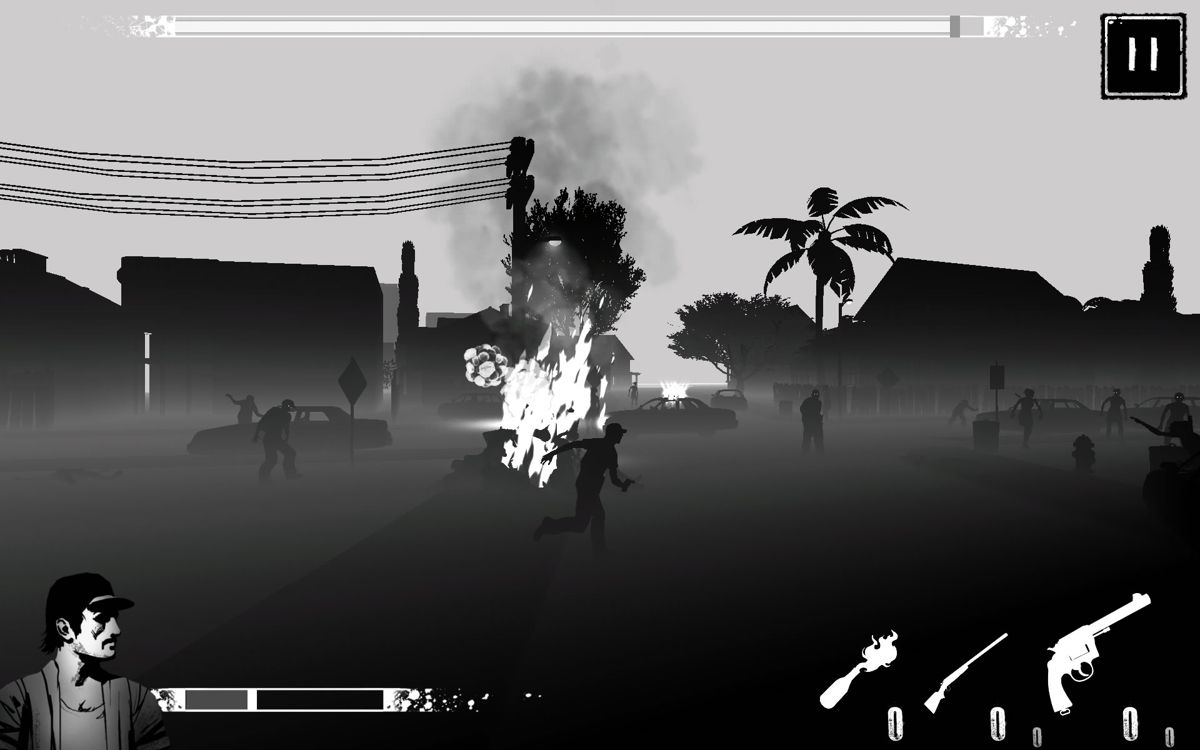 Fear the Walking Dead: Dead Run (Android) screenshot: You can shoot objects and some of these explode.