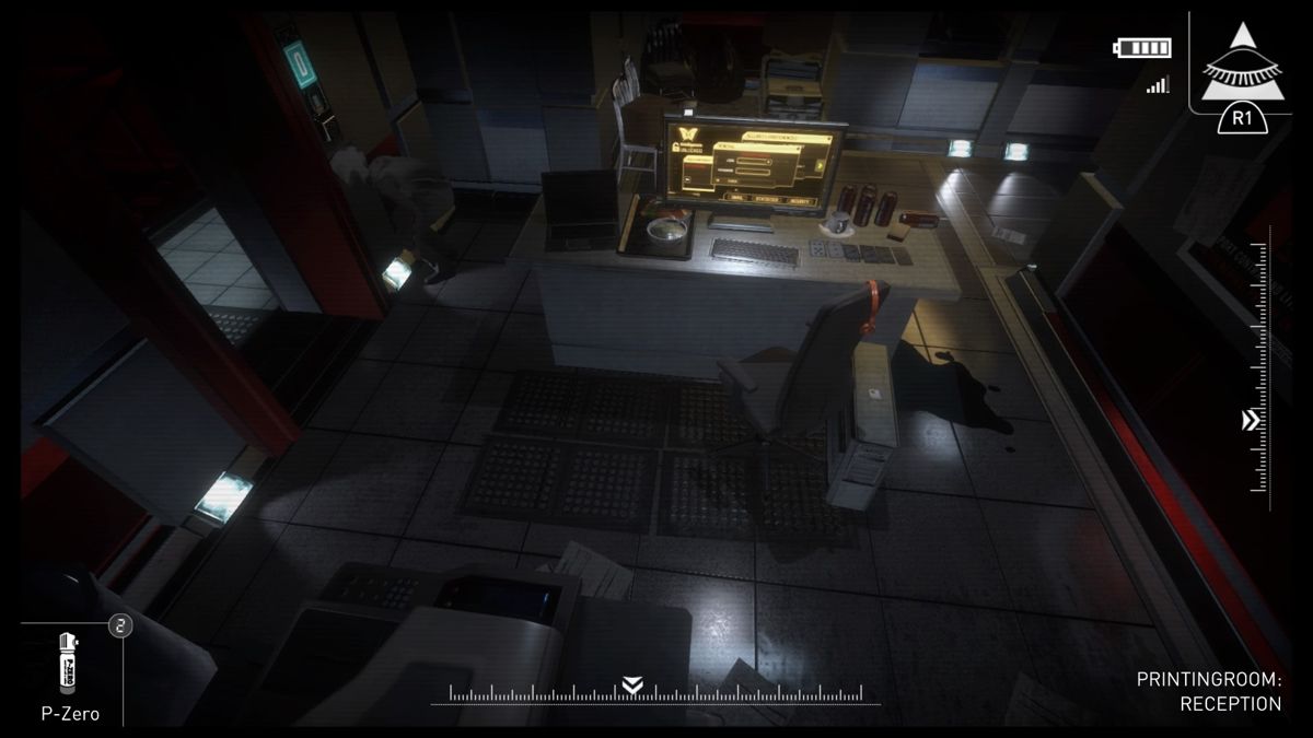 République (PlayStation 4) screenshot: Episode 2 - Nobody seems to be minding the archives room